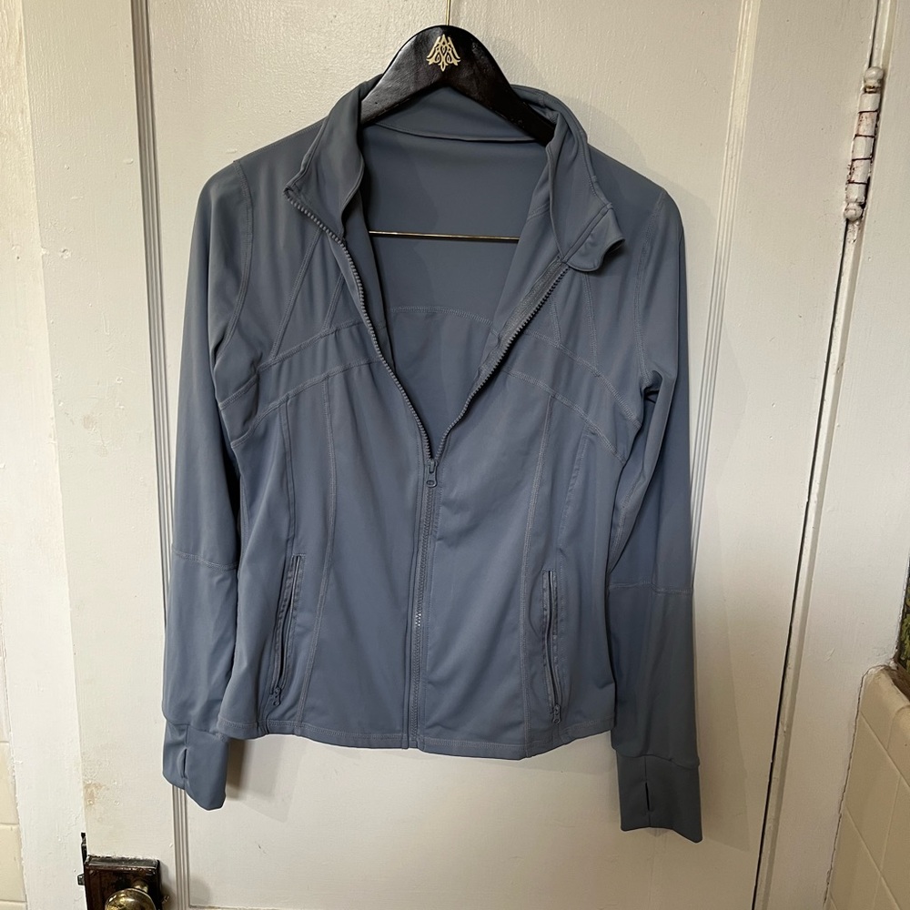 Women’s XL Blue Athletic Zip-Up Jacket Lightweight Stretch Activewear